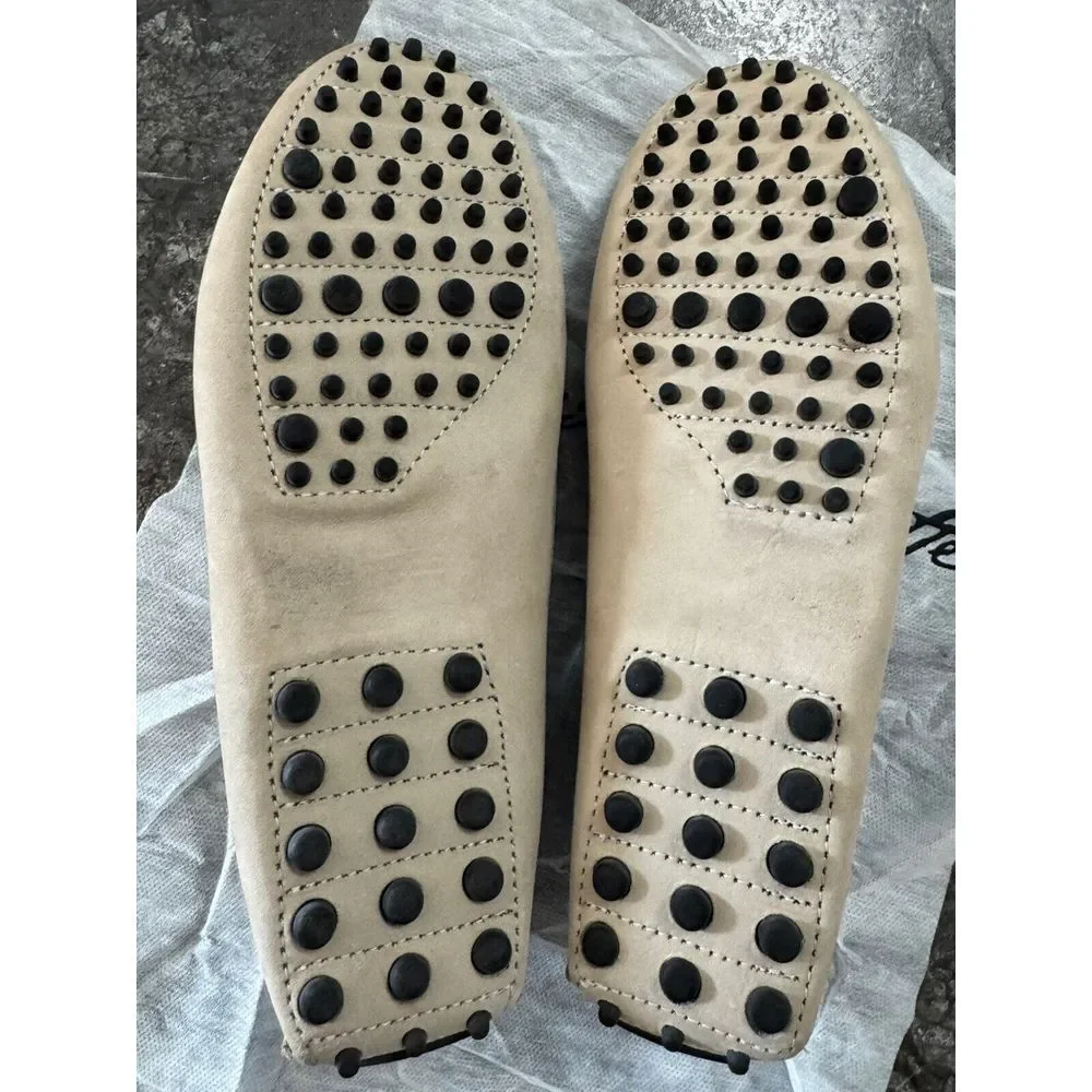 Massimo Matteo Womens‎ Perf Venetian Driver Cinza Nubuck Beige Sz 10B